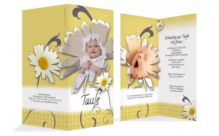 Einladungskarte Taufe Margeriten