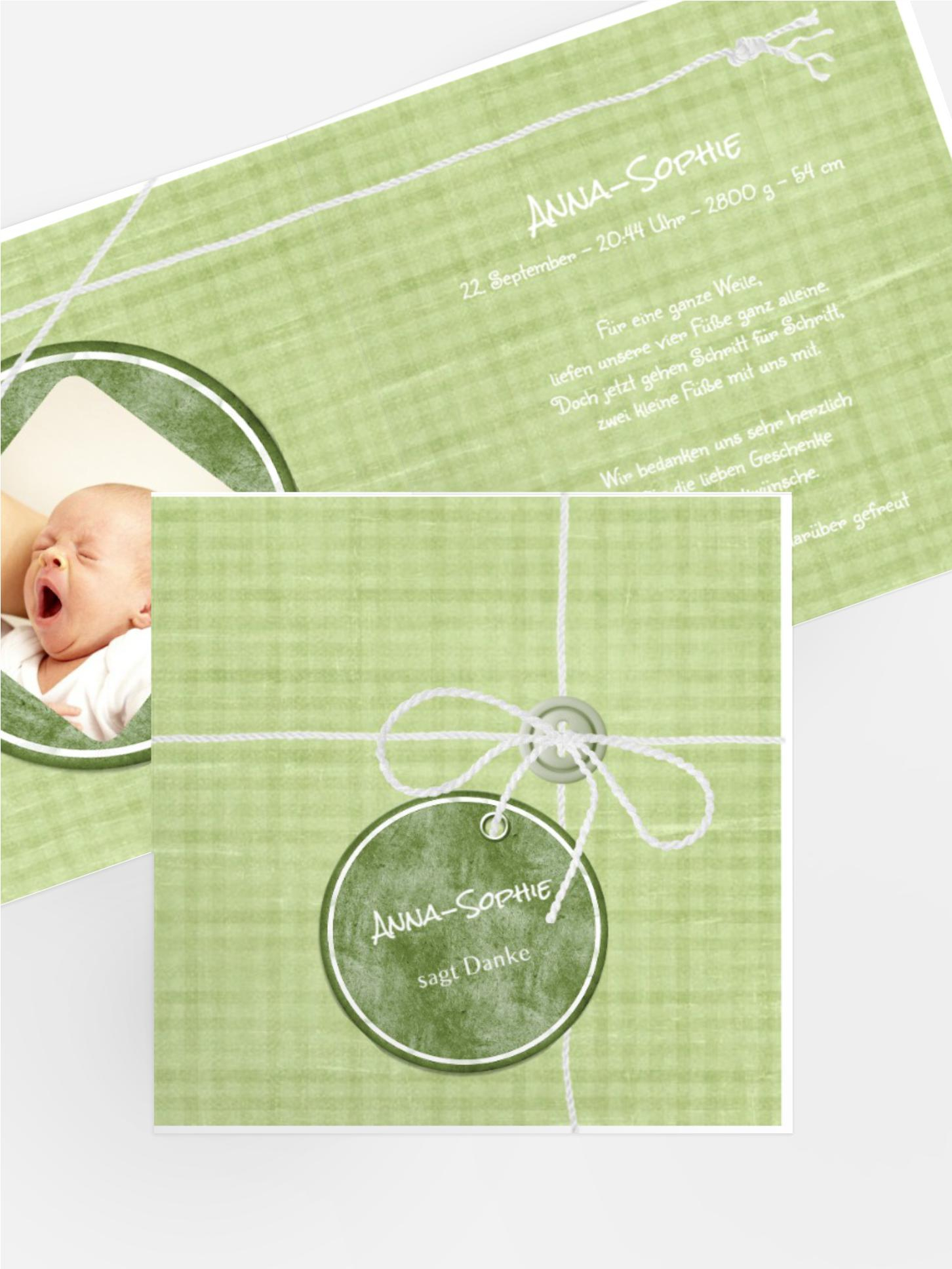 Baby Dankeskarte Faden