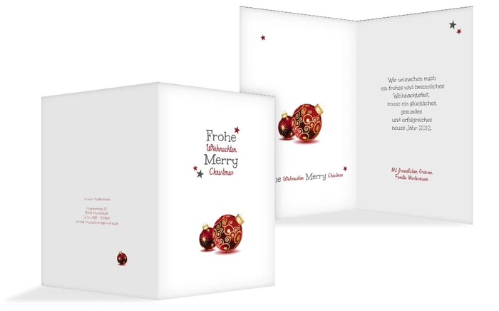 Weihnachts Grußkarte privat Weihnachtskugeln