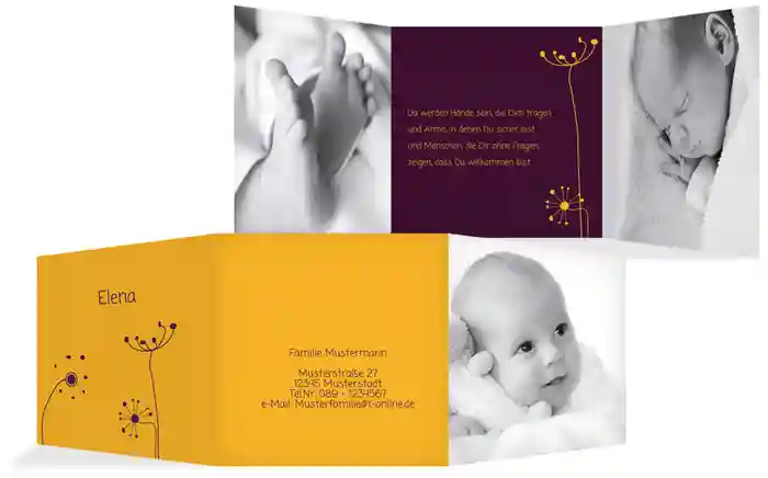 Baby Dankeskarte abstrakte Blumen