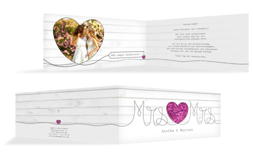 Hochzeit Dankeskarte Mrs+Mrs Hochzeit Dankeskarte Mrs+Mrs