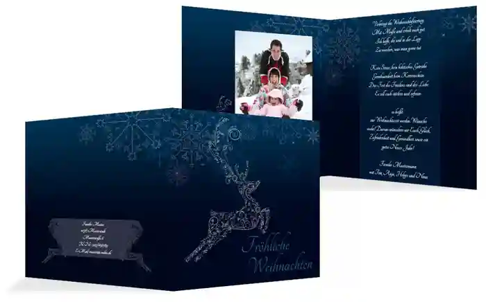 Foto Weihnachtsgrußkarte Schnörkelhirsch