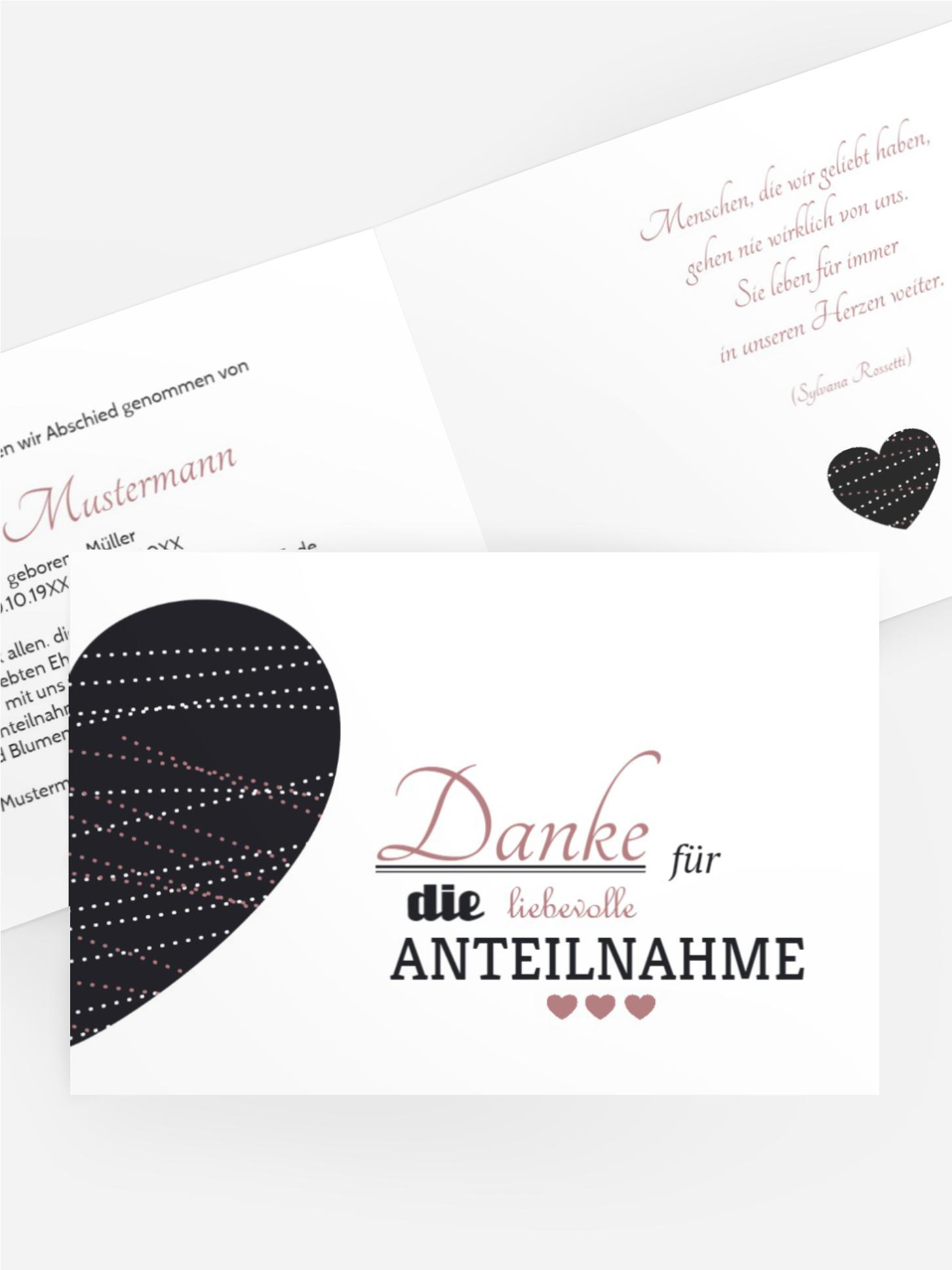 Dankeskarte Herz quer