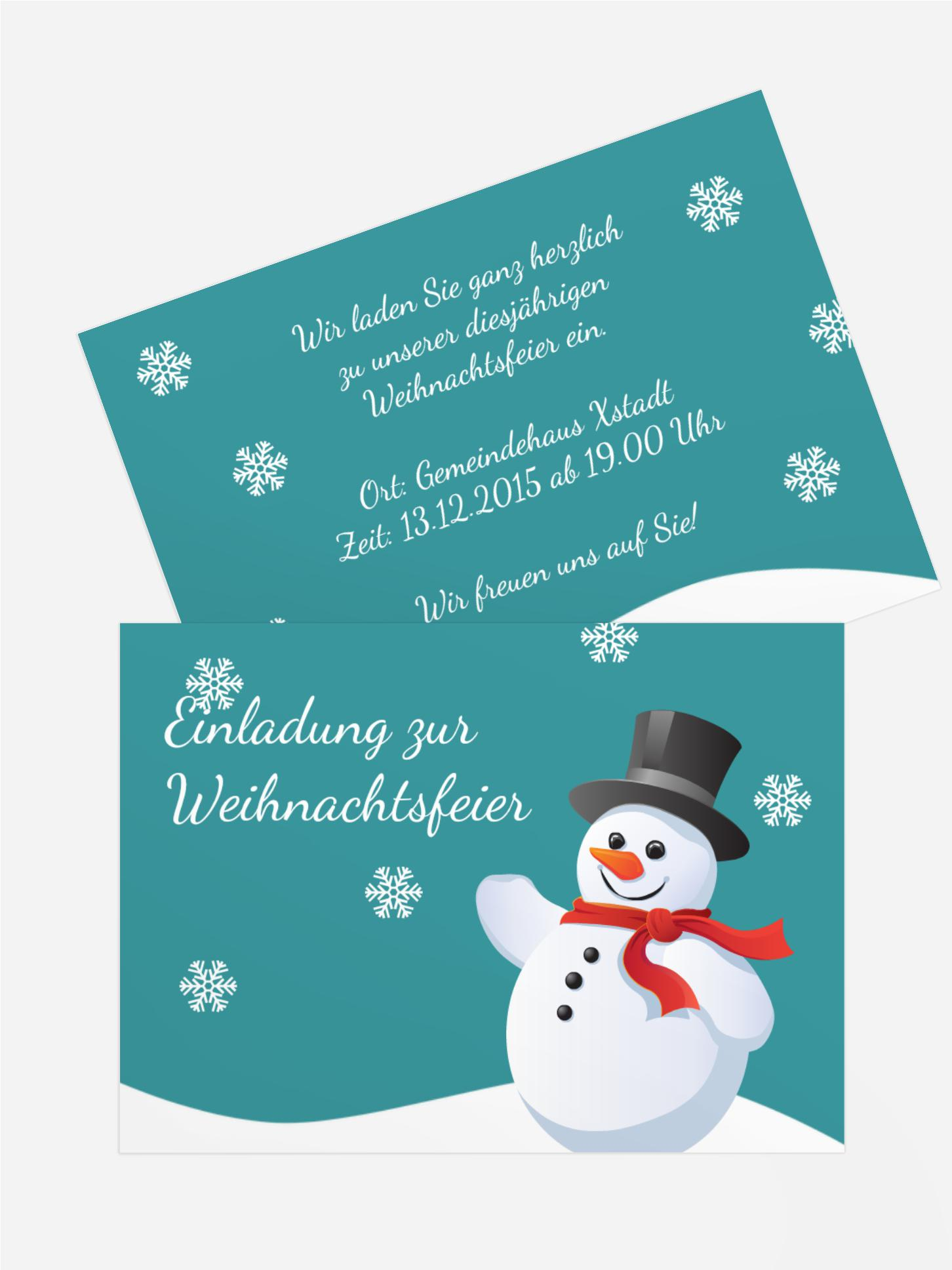 Weihnachtseinladung Schneemann