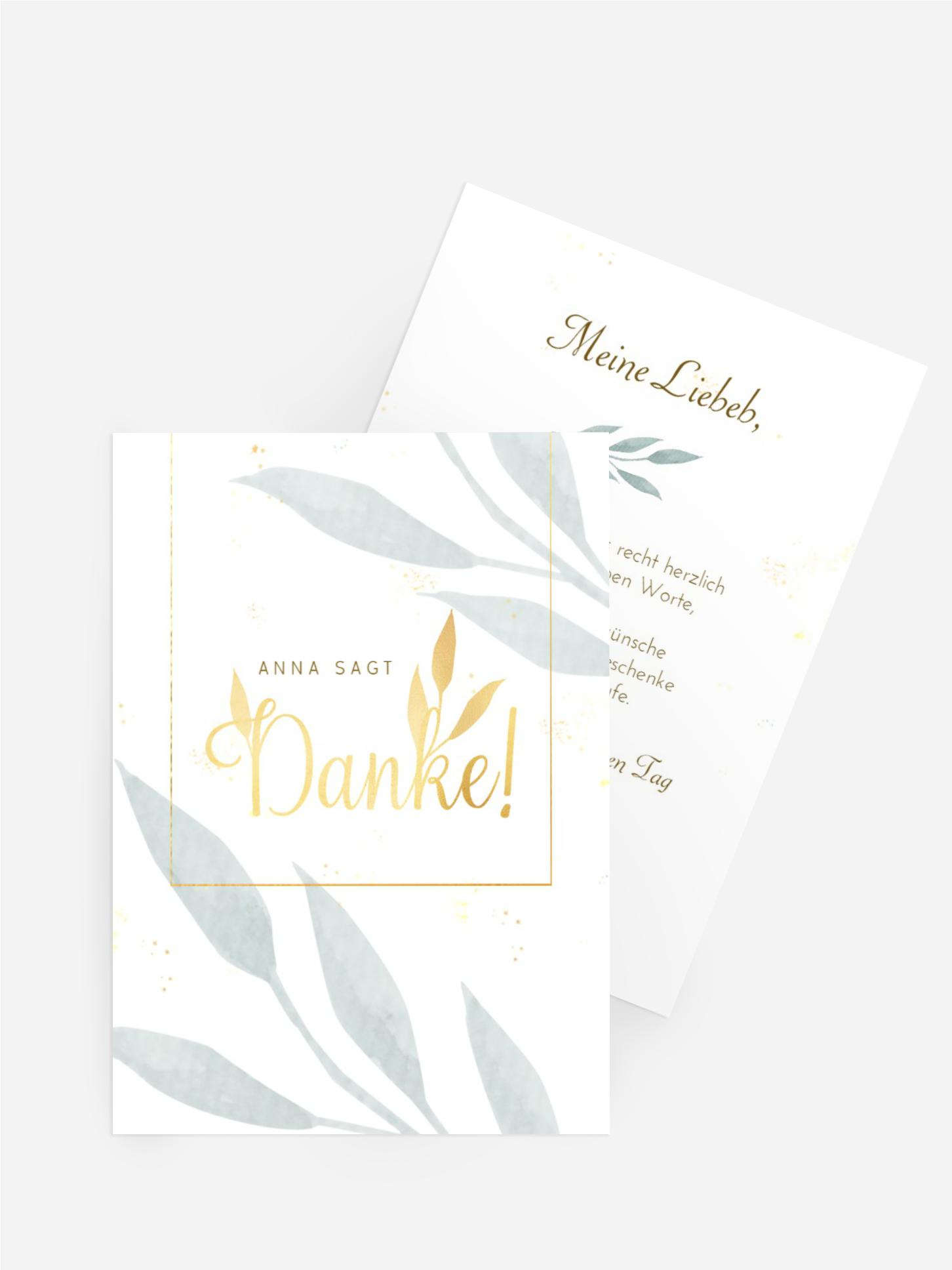 Dankeskarte Taufe Hauch von Blättern
