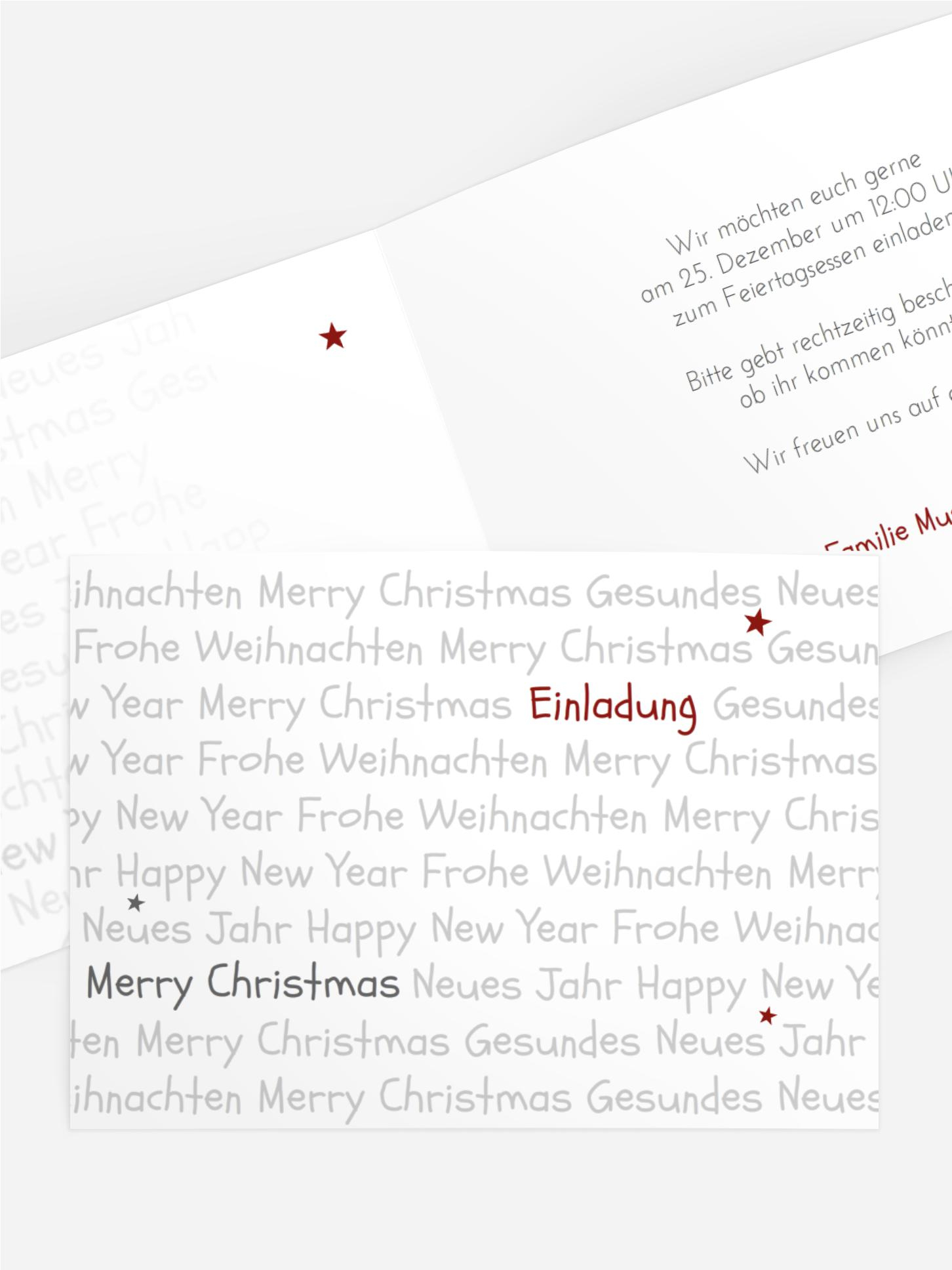 Weihnachts Einladungskarte privat Schrift