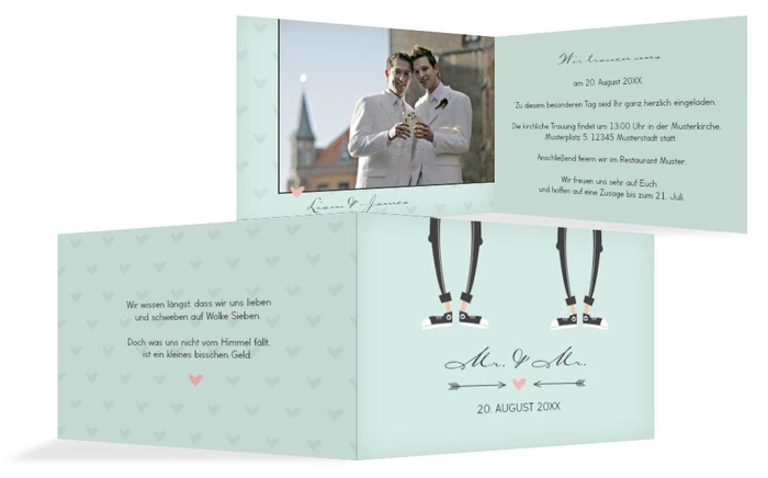 Einladungskarte zur Hochzeit Pärchen - Männer