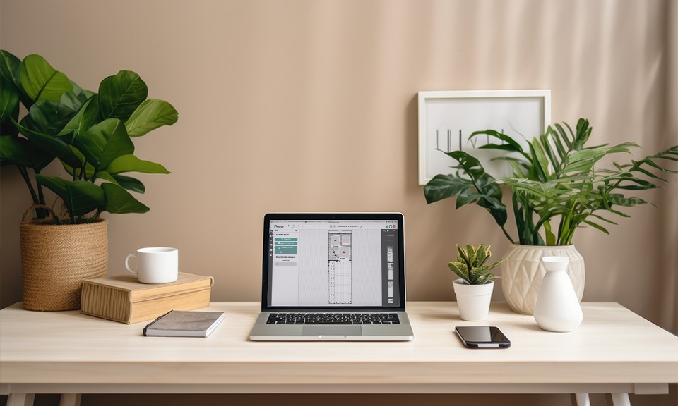 Ein Kalender wird am Computer im Editor gestaltet