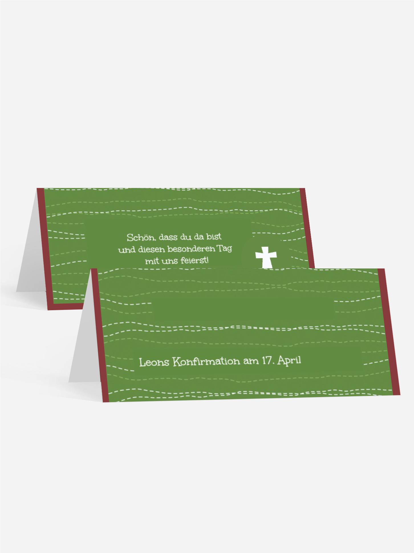 Tischkarte Konfirmation Wellen Kreuz