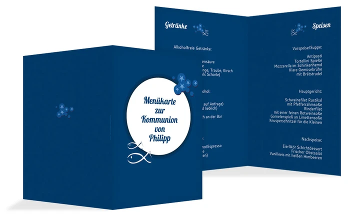 Menükarte Kommunion Star Menükarte Kommunion Star