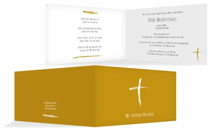 Trauerkarte Kreidekreuz quer