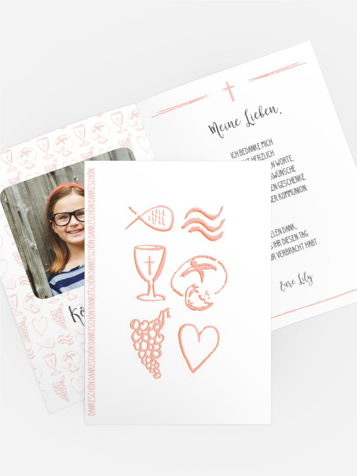 Dankeskarte Kommunion Symbole