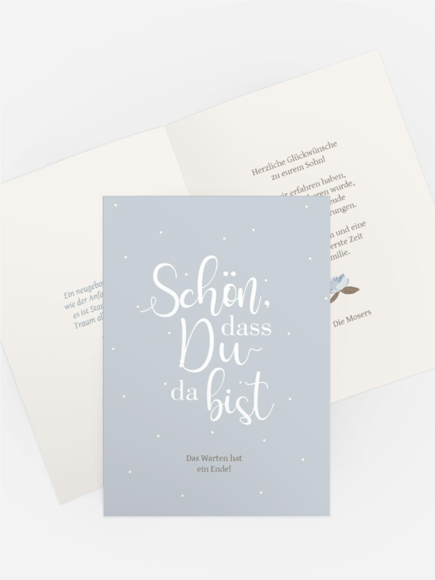 Glückwunschkarte zur Geburt Still und Schlicht