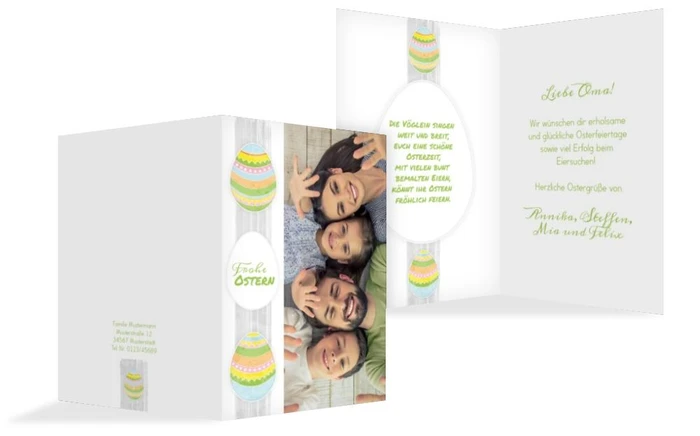 Osterkarte bunte Ostereier