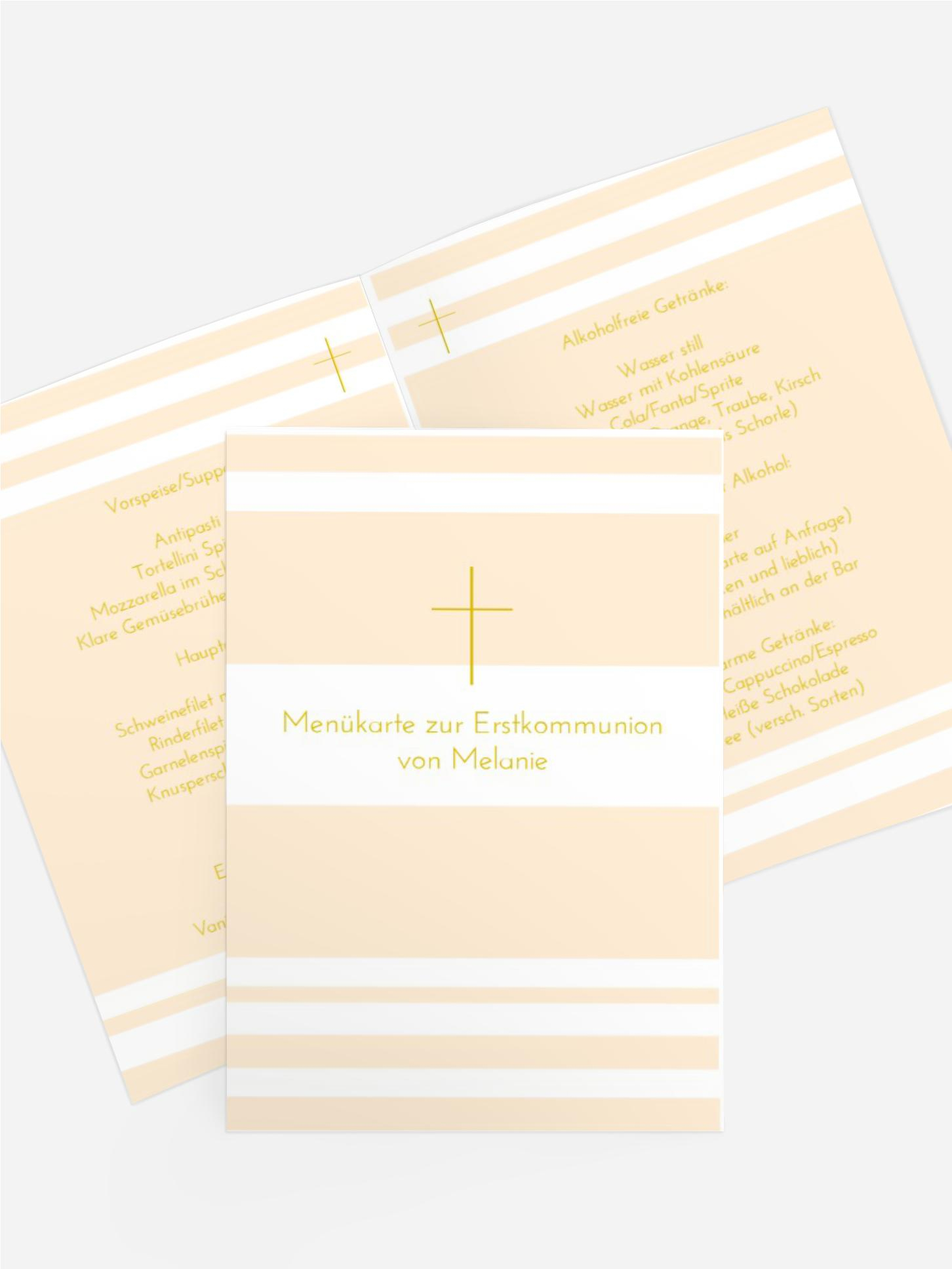 Kommunion Menuekarte Kreuz