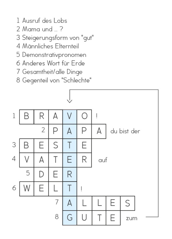 Vatertagskarte Kreuzworträtsel