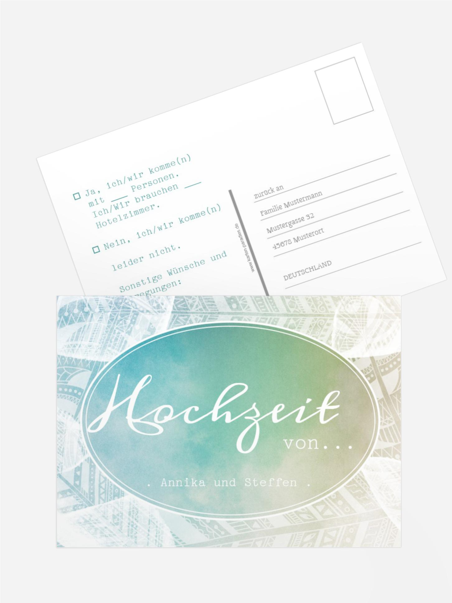 Hochzeit Antwortkarte Federleicht