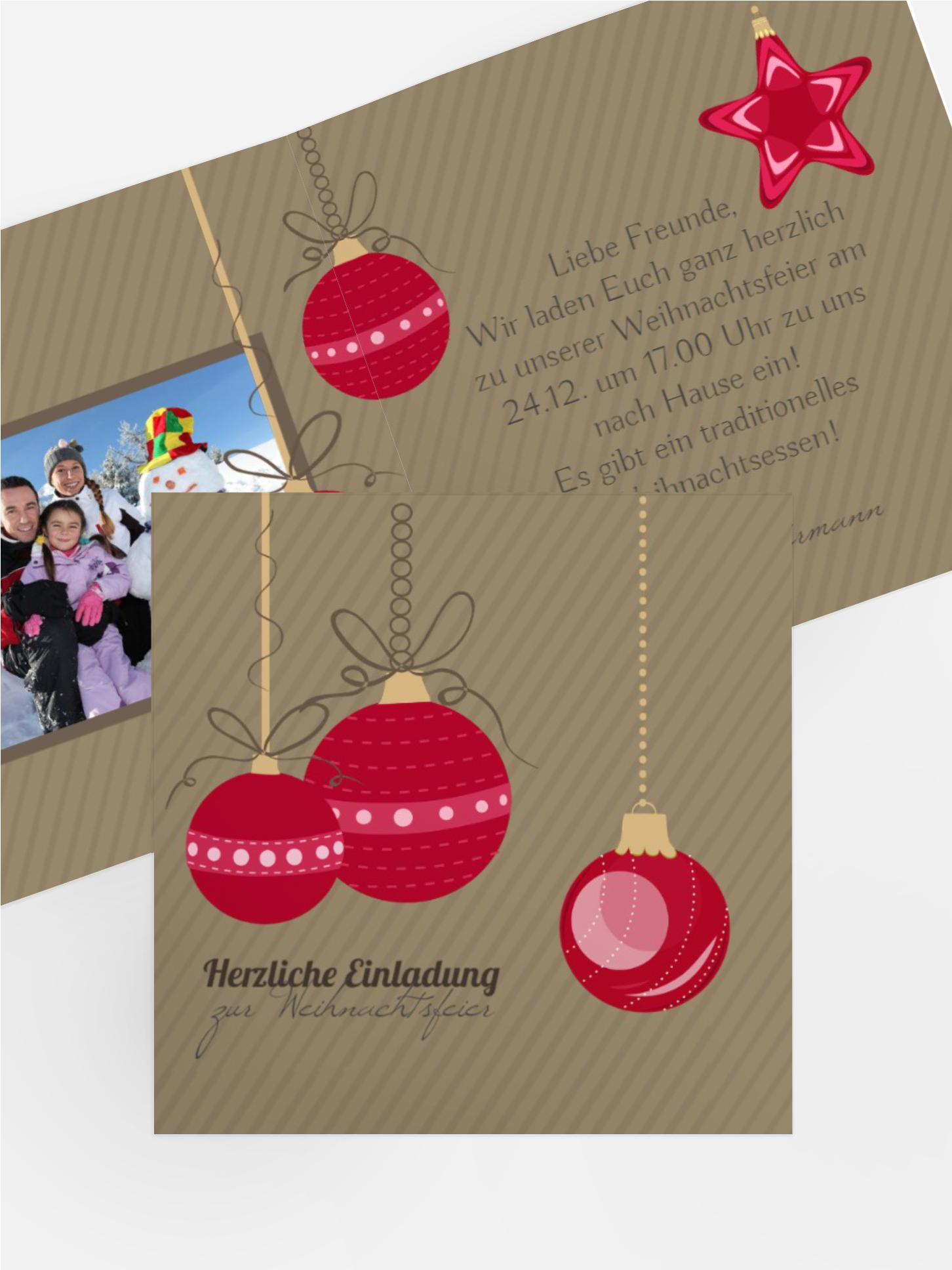 Foto Weihnachtseinladung Bunte Kugeln
