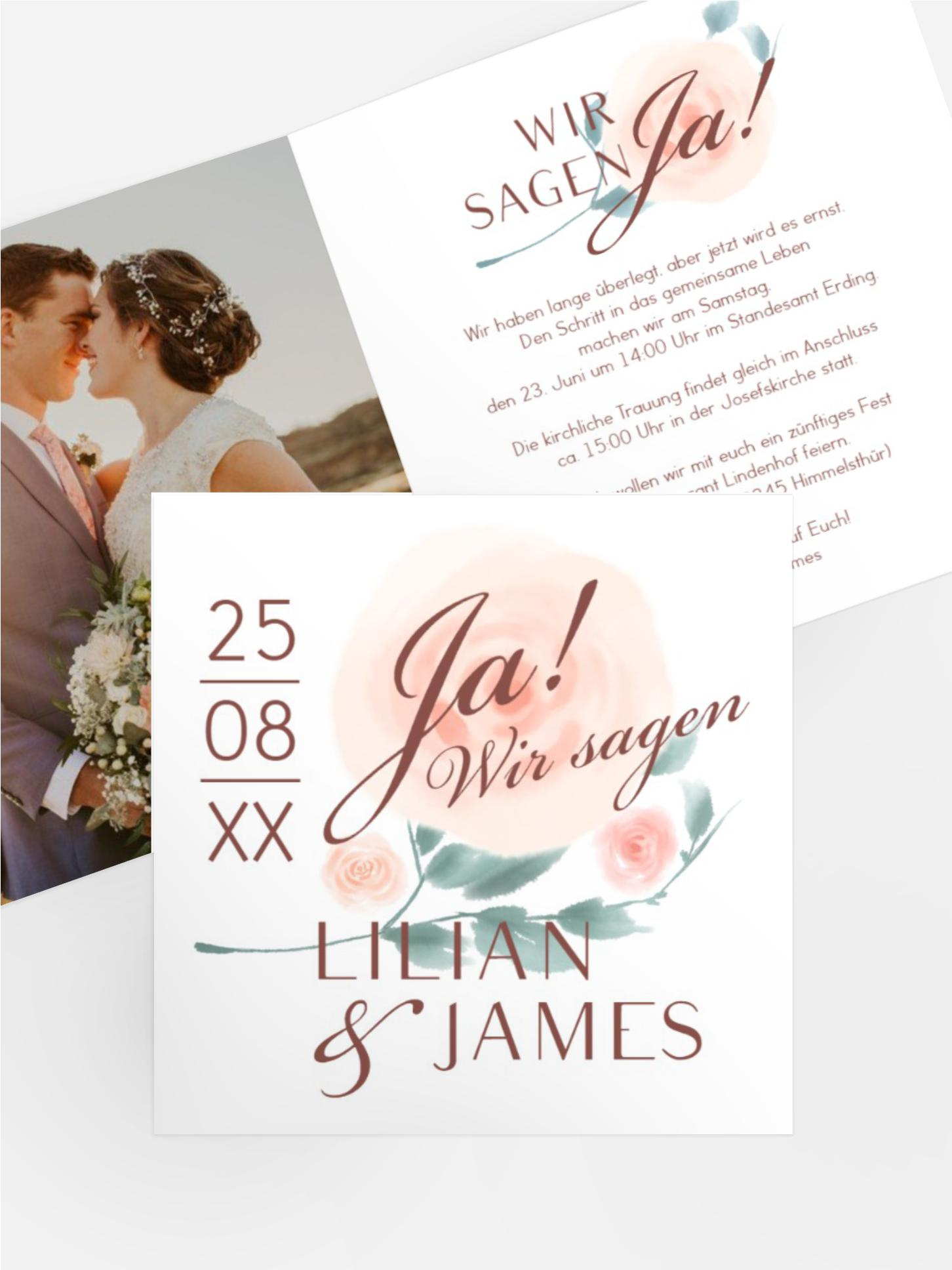 Hochzeitseinladung Zentrale Rose