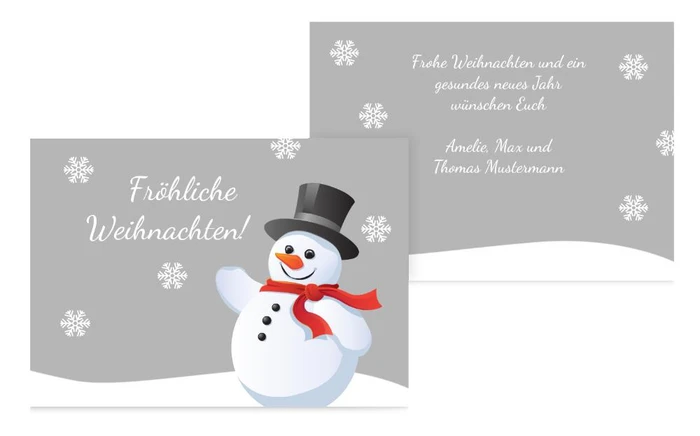 Weihnachtsgrußkarte Schneemann