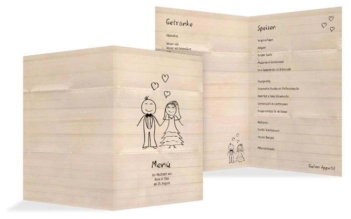 Menükarte zur Hochzeit Sweet Love