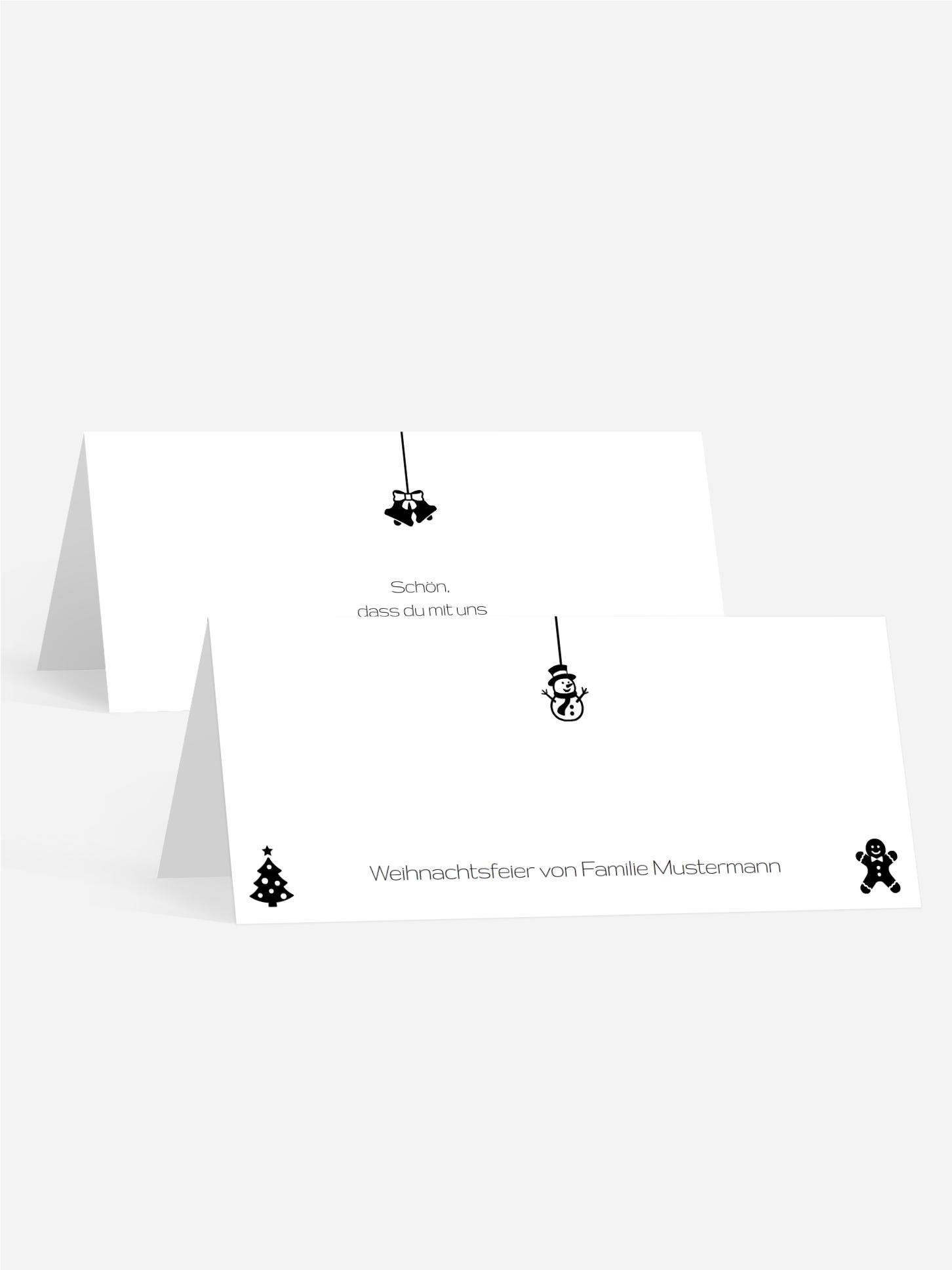 Tischkarte zu Weihnachten Schmuckelemente