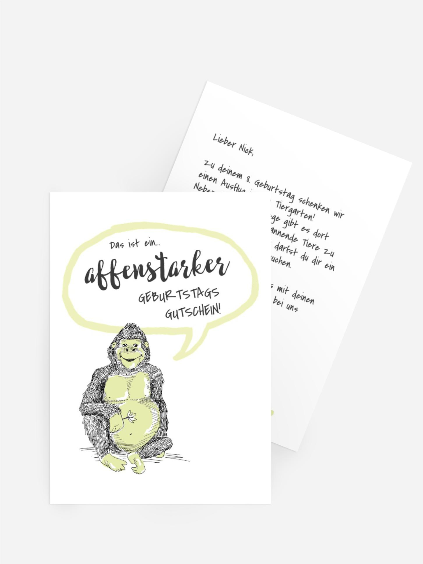 Gutschein zum Geburtstag Gorilla