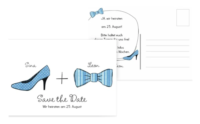 Save the Date Karte High Heel und Fliege