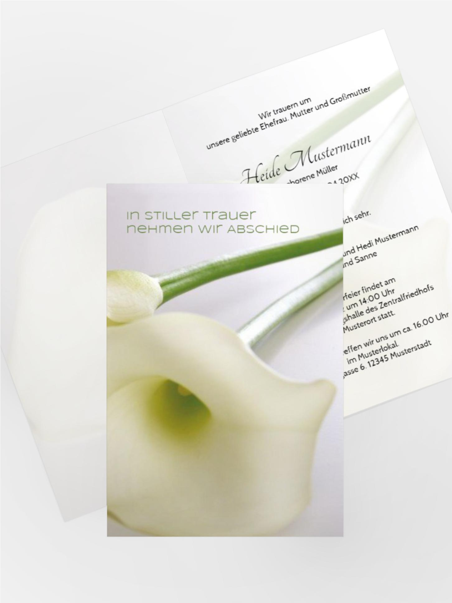 Trauerkarte Calla hoch