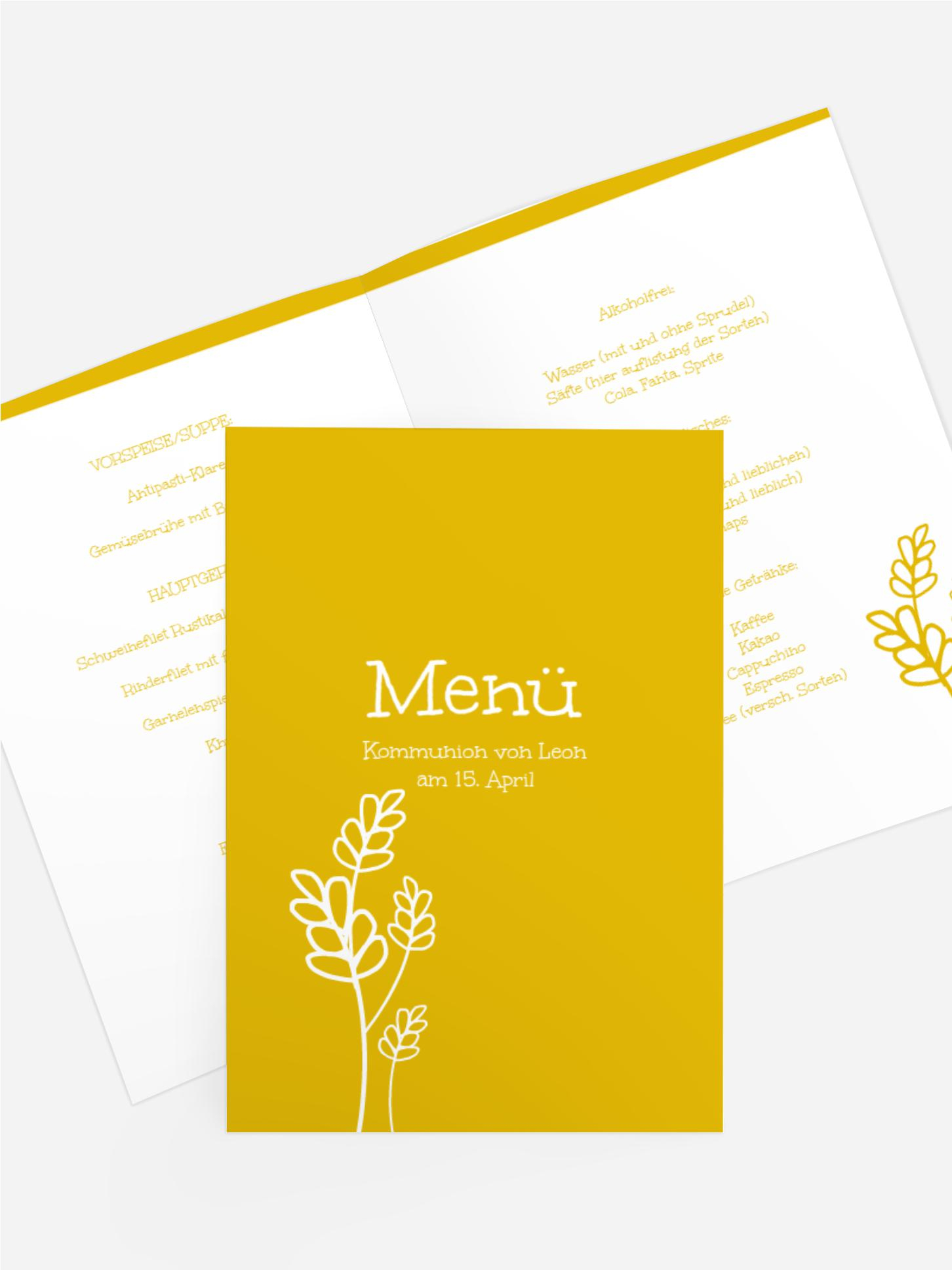 Menükarte Kommunion Gräser