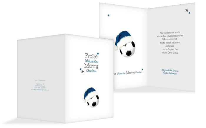 Weihnachts Grußkarte privat Fußballmütze Weihnachts Grußkarte privat Fußballmütze