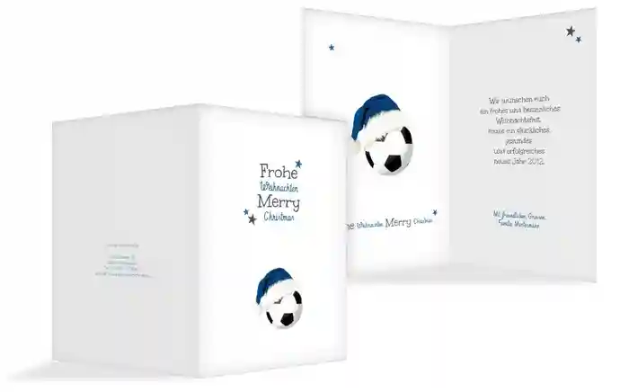 Weihnachts Grußkarte privat Fußballmütze