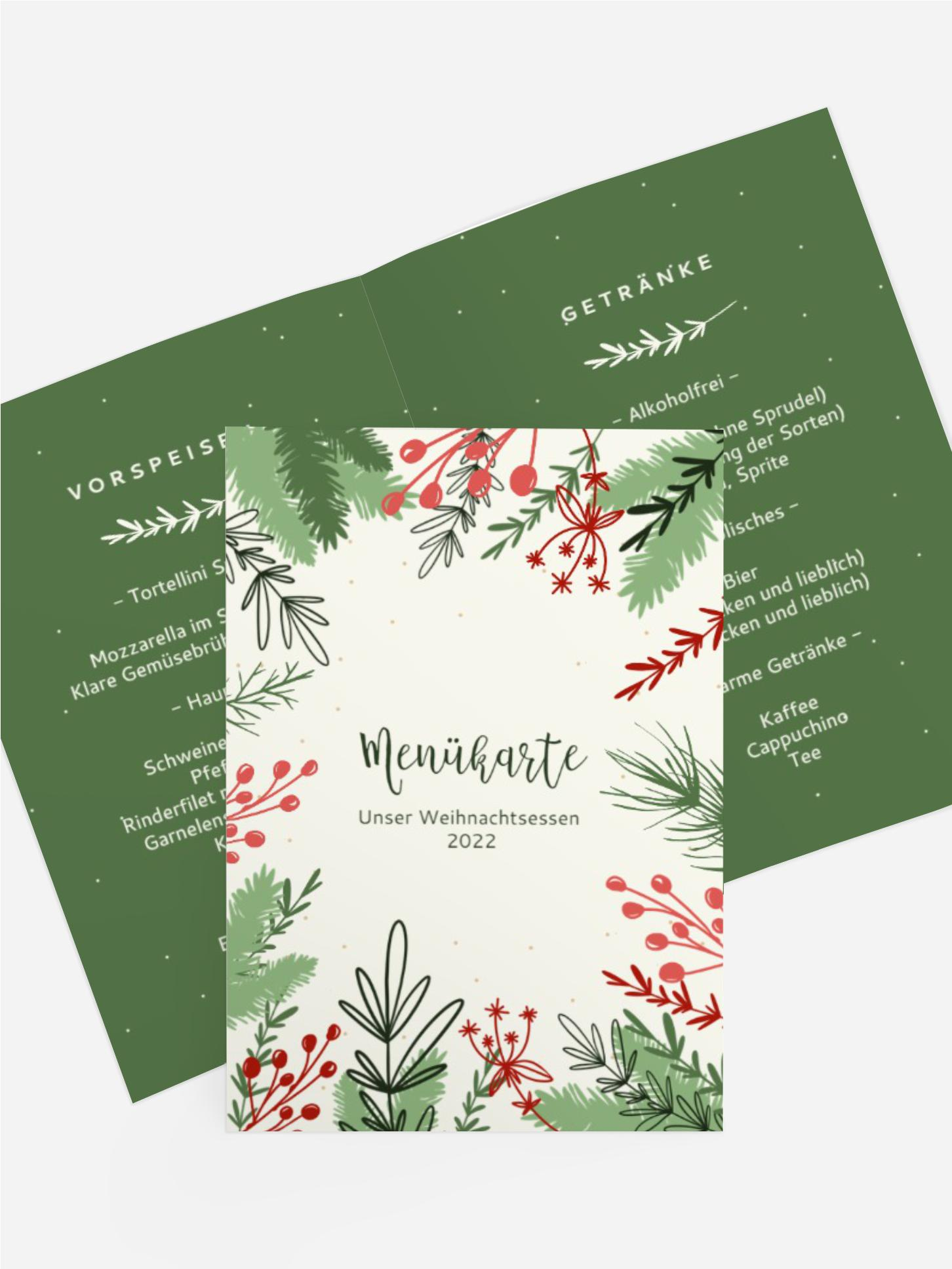 Weihnachtsmenükarte Mistel-Glück Weihnachtsmenükarte Mistel-Glück