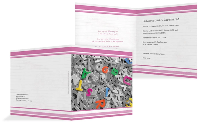 Geburtstagseinladung Kinder Buchstabensalat Geburtstagseinladung Kinder Buchstabensalat