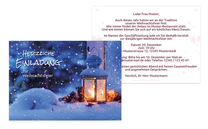 Einladung Weihnachten Geschäft Laterne
