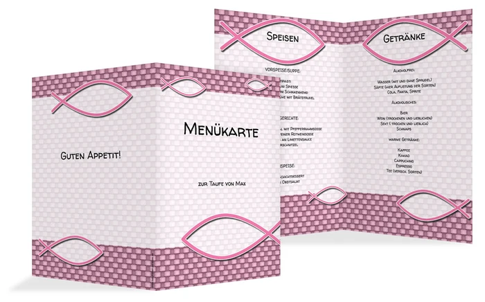 Menükarte Taufe Jesusfisch Menükarte Taufe Jesusfisch