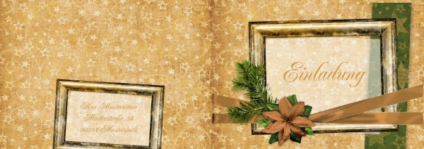 Weihnachtseinladung Goldenes Geschenk