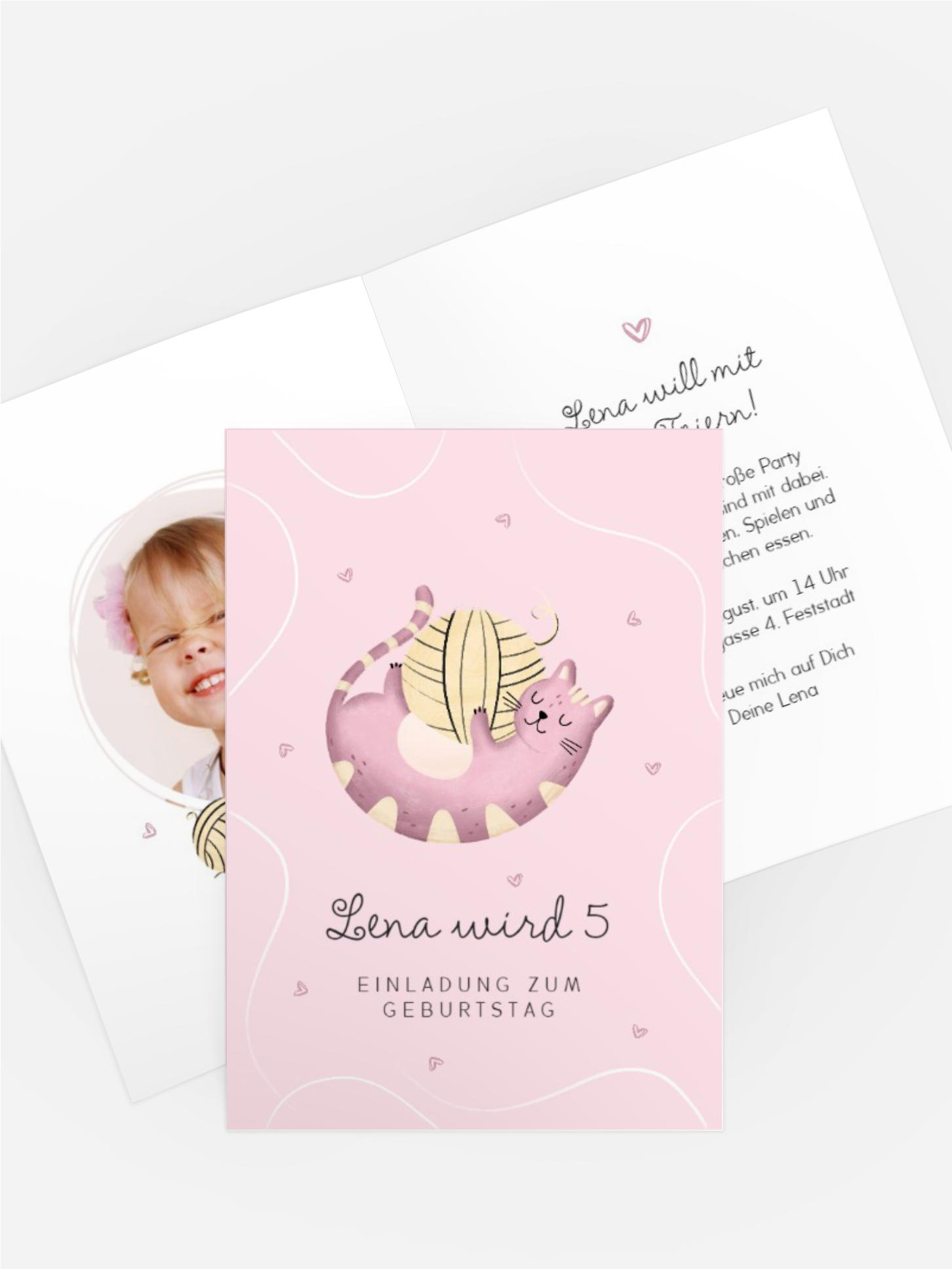 Kindergeburtstagseinladung Süßes Kätzchen