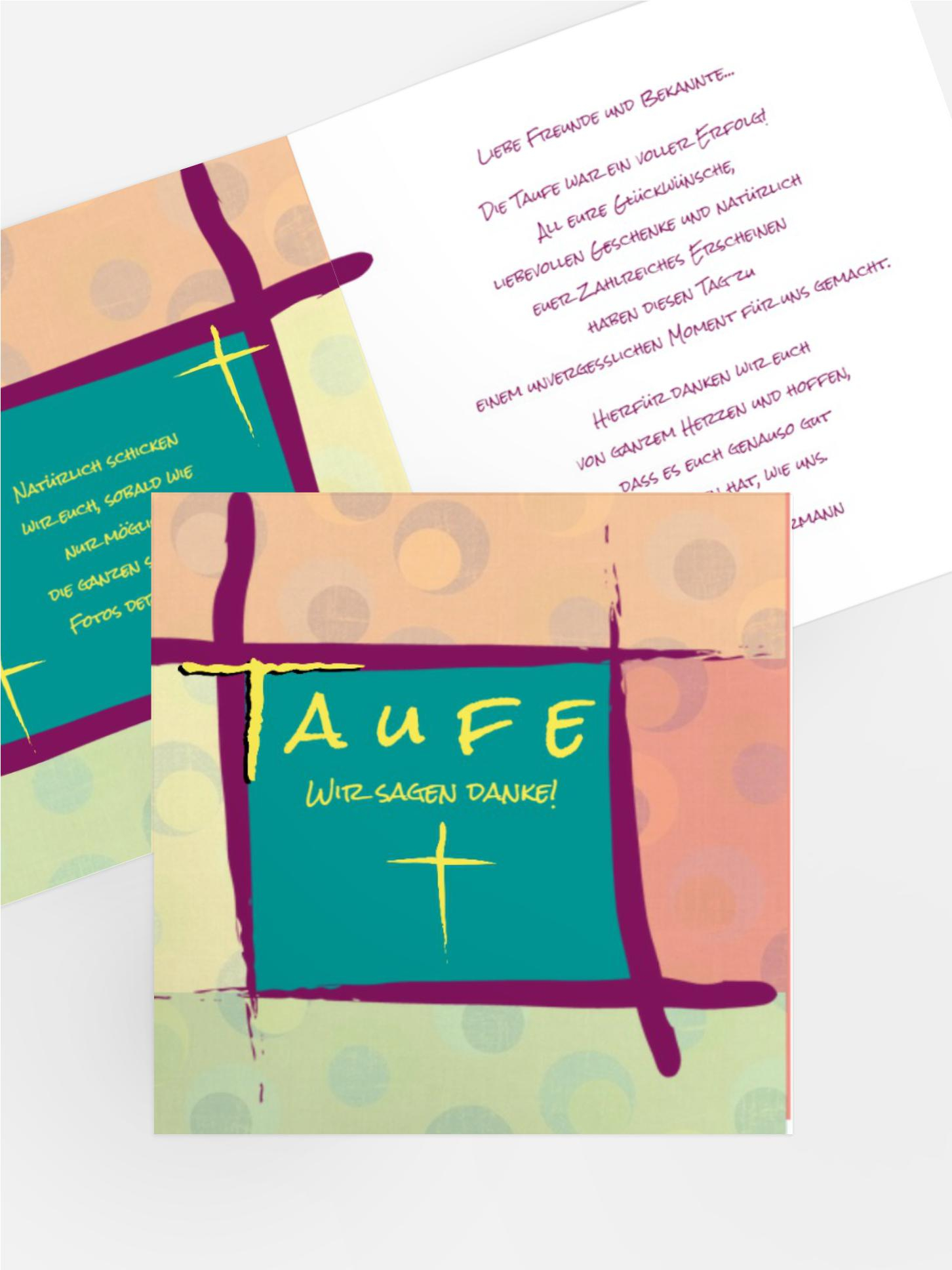 Dankeskarte zur Taufe Kreuzrahmen