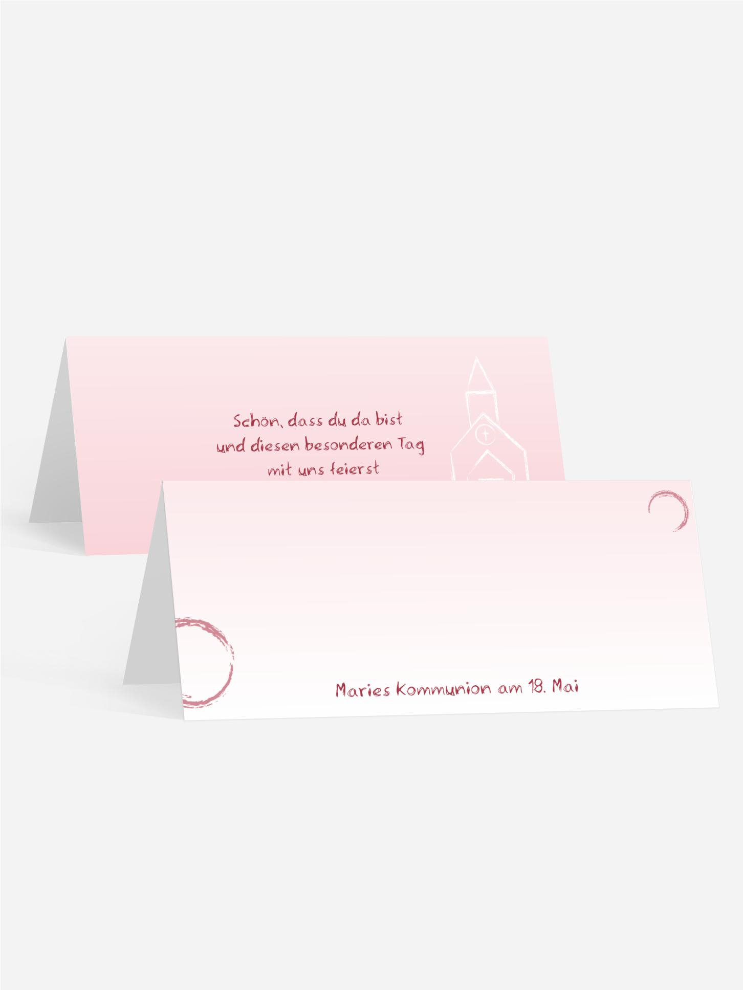 Tischkarte Kommunion Kirche