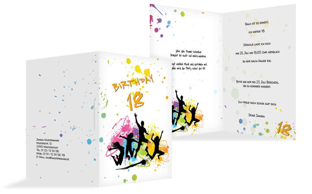 Geburtstagseinladung bunte Party 18