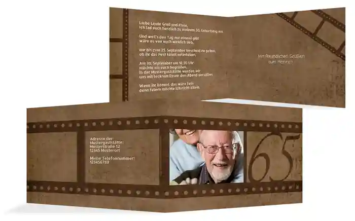 Geburtstagseinladung Retrofilm 65 Foto