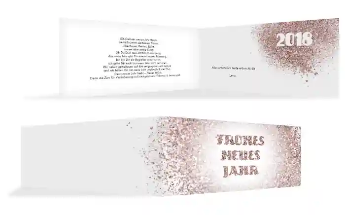 Neujahrskarte Glitterschrift