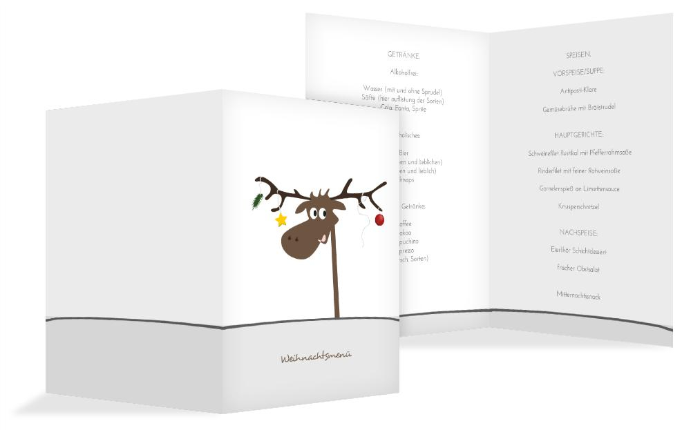 Weihnachts Menükarte Elch
