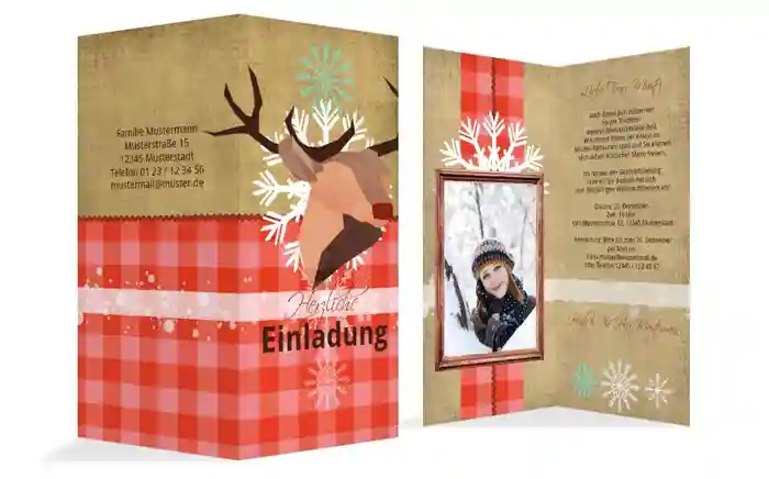 Foto Weihnachtseinladung Hirschkopf