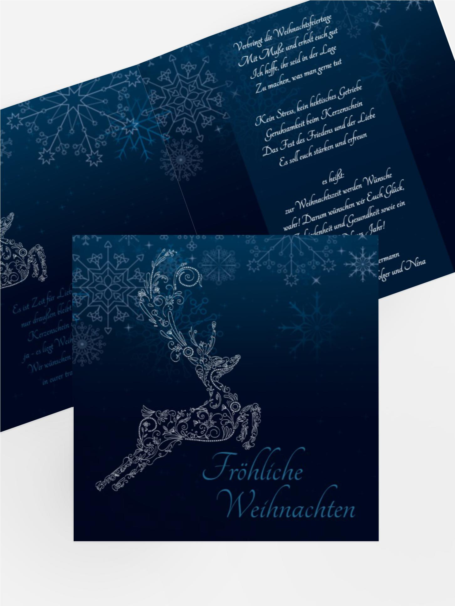 Weihnachtsgrußkarte Schnörkelhirsch