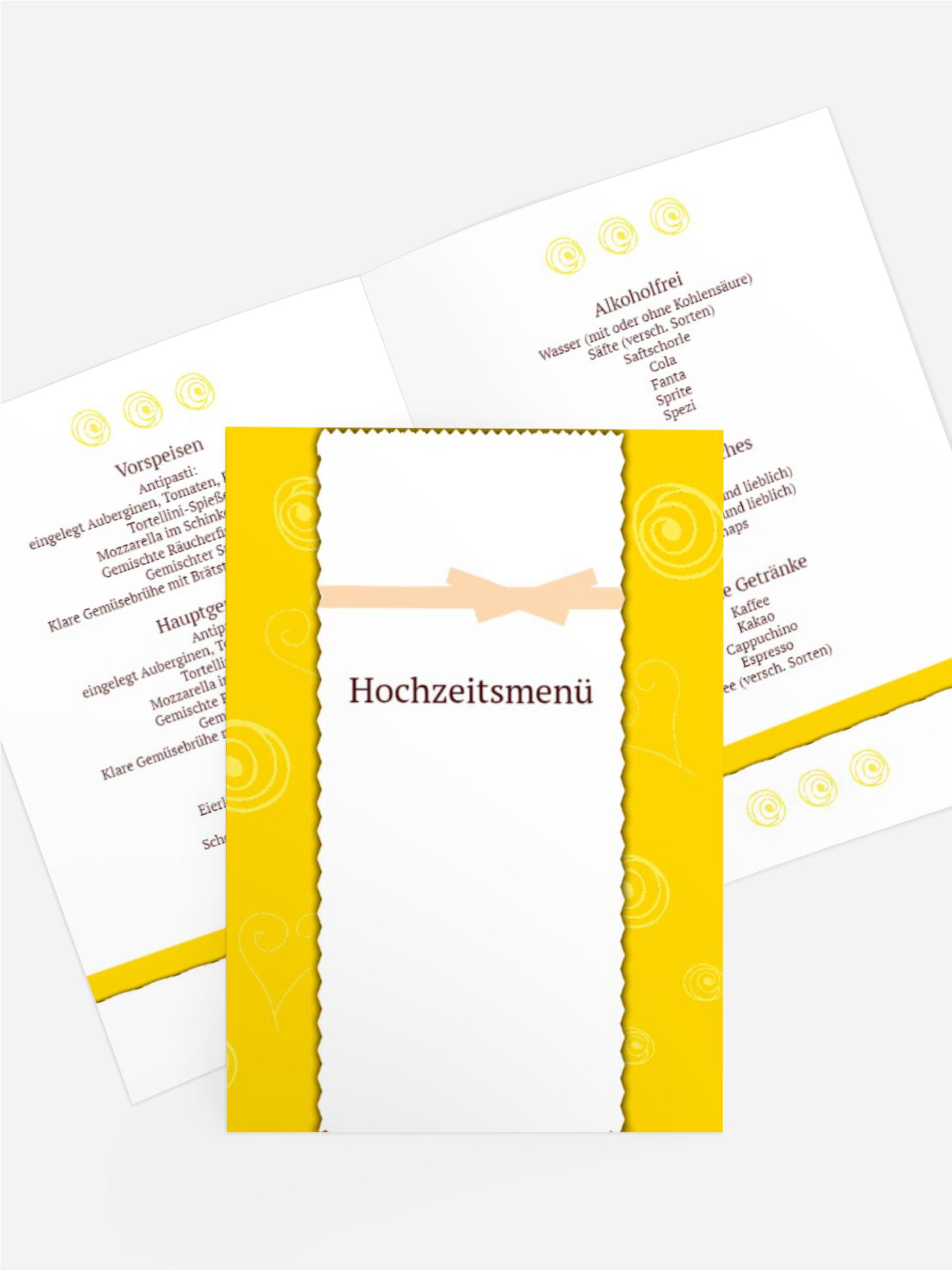 Menükarte Curly Hearts