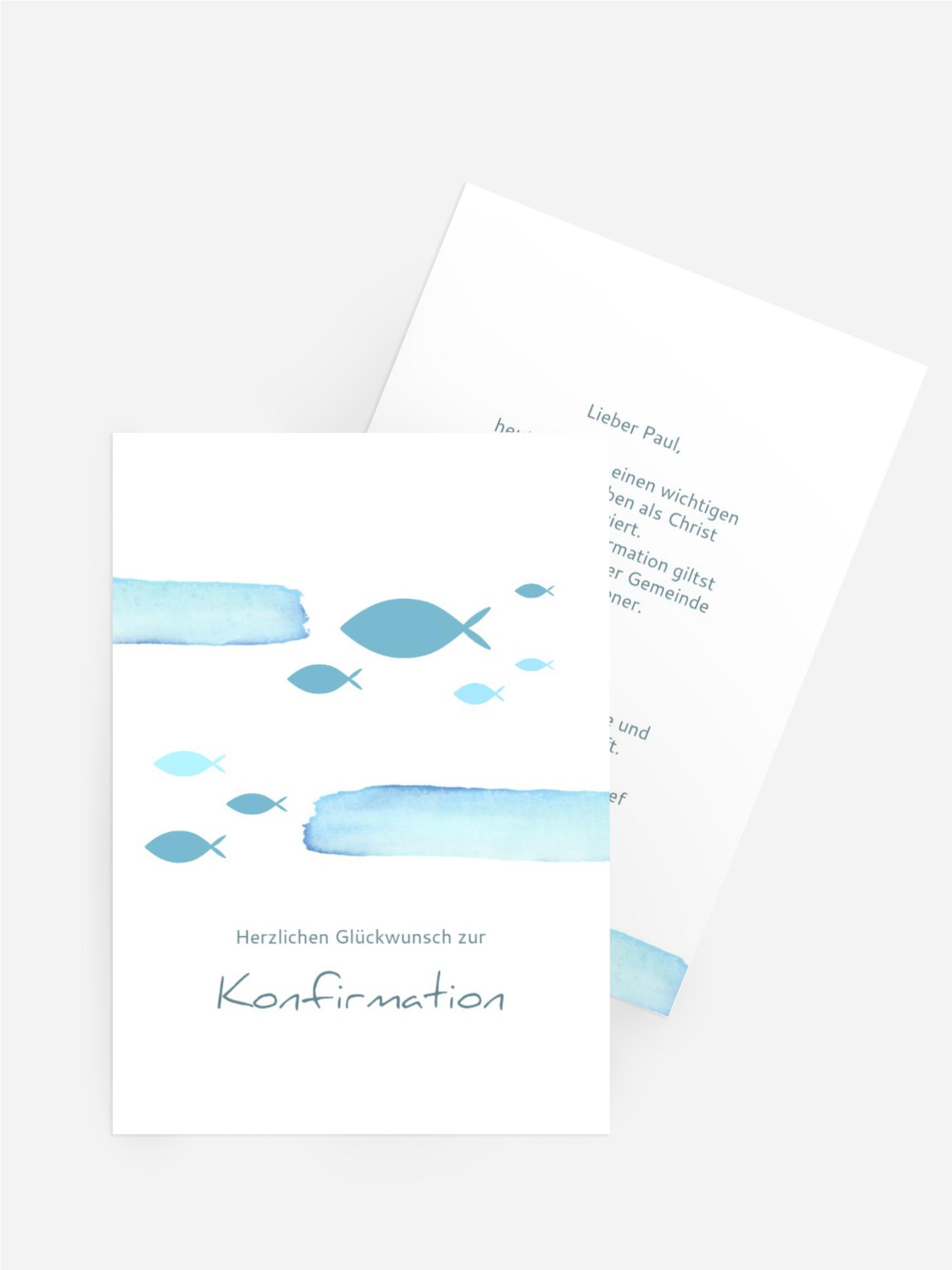 Glückwunschkarte Konfirmation  Blaufisch