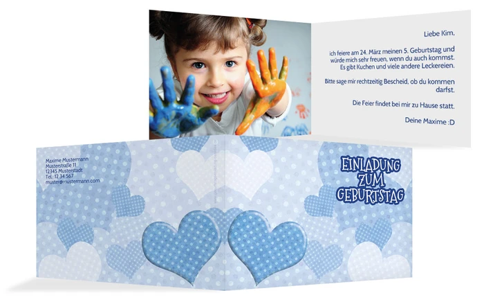 Geburtstagseinladung Herz mit Punkten Foto Geburtstagseinladung Herz mit Punkten Foto