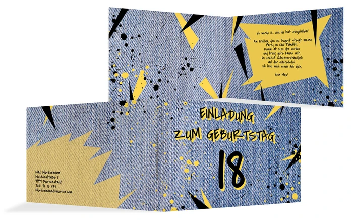 Einladung zum 18. Geburtstag Jeans Style 18